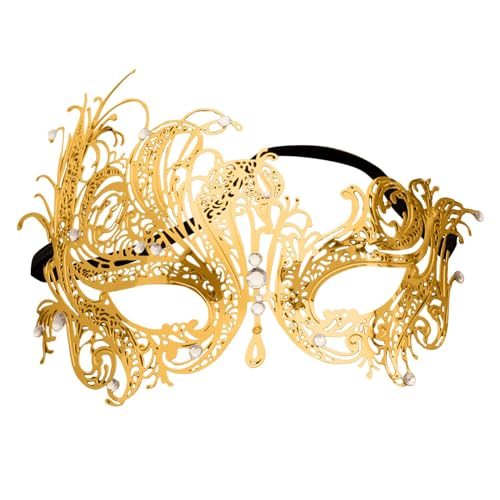 Celucke Venezianische Maske Damen Gold Maskenball Maske Frauen Diamant Maskerade Masken Goldene Maske Masquerade Maske Maske Venezianisch Schwarz Cosplay Masken Erwachsene Ball Hochzeit Karneval von Celucke