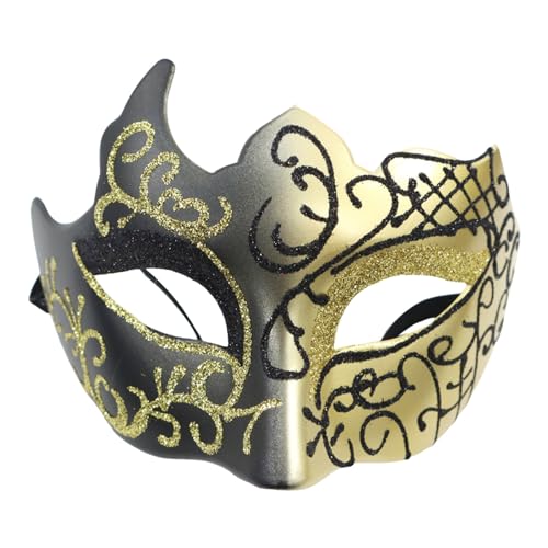 Celucke Venezianische Maske Herren Gold Maskenball Maske Damen Lustig Retro Maskerade Masken Karnevalsmaske Maske Venezianisch Schwarz Cosplay Masken Erwachsene für Halloween Karneval Party von Celucke