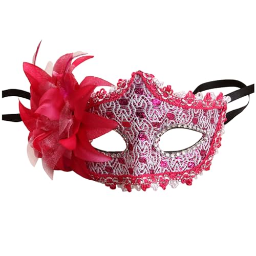 Venezianische Maske Damen Feder Maskenball Maske mit Blumen Masquerade Maske Men Lustig Karnevalsmaske Maske Gold Gesicht Cosplay Masken Erwachsene Ball Hochzeit Karneval von Celucke