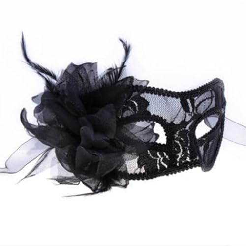 Venezianische Maske Damen Feder Maskenball Maske mit Blumen Masquerade Maske Men Lustig Karnevalsmaske Maske Gold Gesicht Cosplay Masken Erwachsene Ball Hochzeit Karneval von Celucke