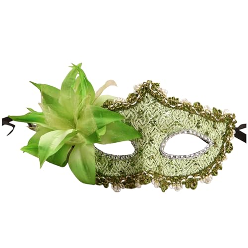 Venezianische Maske Damen Feder Maskenball Maske mit Blumen Masquerade Maske Men Lustig Karnevalsmaske Maske Gold Gesicht Cosplay Masken Erwachsene Ball Hochzeit Karneval von Celucke