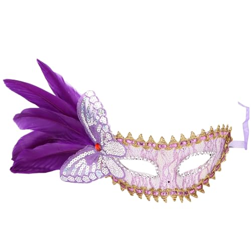 Venezianische Maske Damen Feder Maskenball Maske mit Blumen Masquerade Maske Men Lustig Karnevalsmaske Maske Gold Gesicht Cosplay Masken Erwachsene Ball Hochzeit Karneval von Celucke