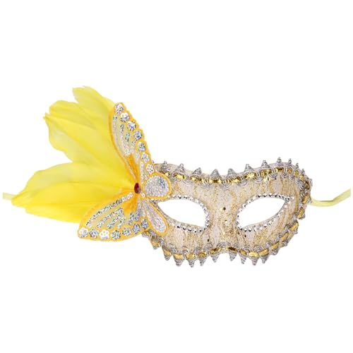 Venezianische Maske Damen Feder Maskenball Maske mit Blumen Masquerade Maske Men Lustig Karnevalsmaske Maske Gold Gesicht Cosplay Masken Erwachsene Ball Hochzeit Karneval von Celucke