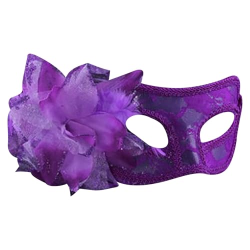 Venezianische Maske Damen Feder Maskenball Maske mit Blumen Masquerade Maske Men Lustig Karnevalsmaske Maske Gold Gesicht Cosplay Masken Erwachsene Ball Hochzeit Karneval von Celucke