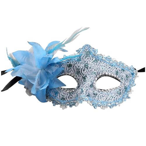 Venezianische Maske Damen Feder Maskenball Maske mit Blumen Masquerade Maske Men Lustig Karnevalsmaske Maske Gold Gesicht Cosplay Masken Erwachsene Ball Hochzeit Karneval von Celucke