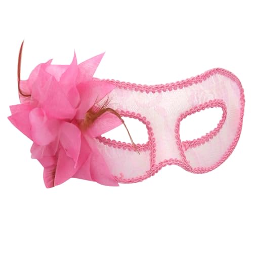 Venezianische Maske Damen Feder Maskenball Maske mit Blumen Masquerade Maske Men Lustig Karnevalsmaske Maske Gold Gesicht Cosplay Masken Erwachsene Ball Hochzeit Karneval von Celucke