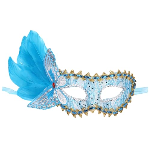 Venezianische Maske Damen Feder Maskenball Maske mit Blumen Masquerade Maske Men Lustig Karnevalsmaske Maske Gold Gesicht Cosplay Masken Erwachsene Ball Hochzeit Karneval von Celucke