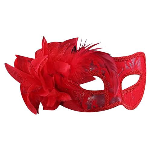 Venezianische Maske Damen Feder Maskenball Maske mit Blumen Masquerade Maske Men Lustig Karnevalsmaske Maske Gold Gesicht Cosplay Masken Erwachsene Ball Hochzeit Karneval von Celucke