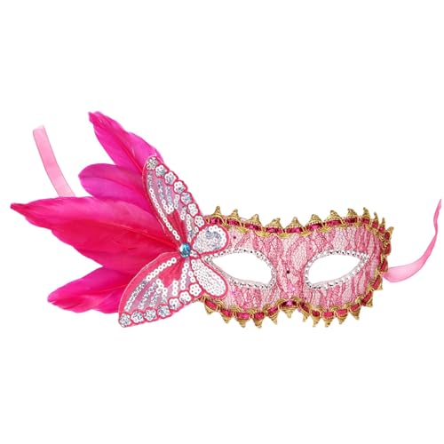 Venezianische Maske Damen Feder Maskenball Maske mit Blumen Masquerade Maske Men Lustig Karnevalsmaske Maske Gold Gesicht Cosplay Masken Erwachsene Ball Hochzeit Karneval von Celucke