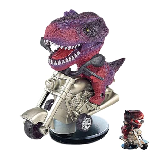 Auto-Armaturenbrett-T-Rex-Ornament, Tyrannosaurus Rex-Auto-Ornament - Treibender Dinosaurier auf Motorrad Figur | Kreatives Dinosaurier-Reit-Motorrad-, neuartiges Auto-Dinosaurier-Ornament für die Aut von Celuicion