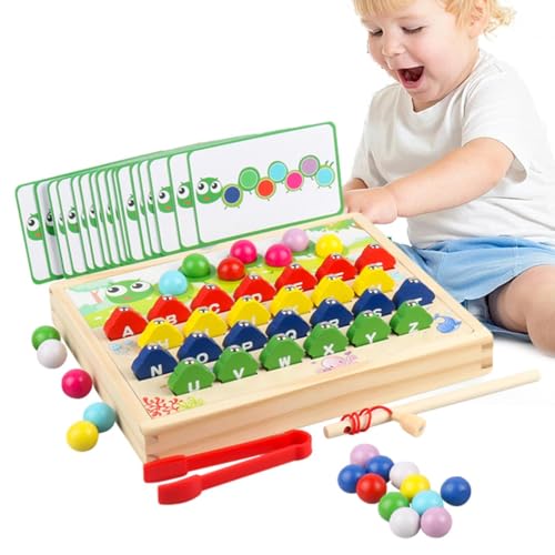 Celuicion Alphabet Fischerei Holzspiel, Holzmagnetfischereispiel - Hölzerne magnetische Farbsortierbrett - Vorschule Lernspielzeug, Briefe Kognition, Bildungsspielzeug für Kinder für Kinder von Celuicion