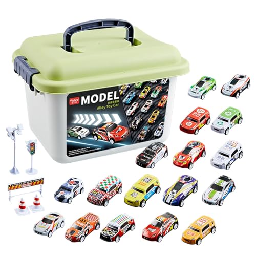 Celuicion Auto Spielzeug Set, 30 Stück Spielzeugautos Metall mit Aufbewahrungskoffer, Kleine Spielzeugauto, Autos Zurückziehen Fahrzeuge, Geburtstag Geschenk für Kinder ab 3 4 5 6 7 8 Jahre von Celuicion