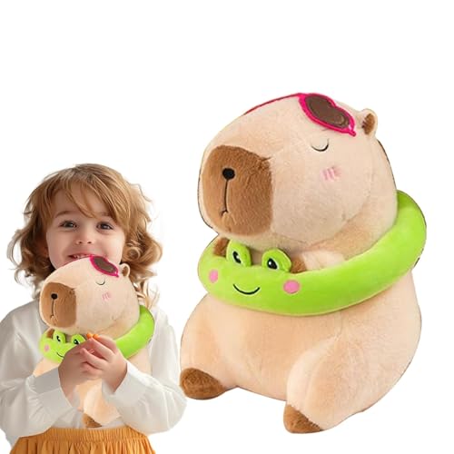 Celuicion Gefüllte Capybara, Capybara Stuffed Animal | Nettes Tierspielzeug mit Froschschwimmringen - 33 cm weiche und entzückende Cartoon -Stoffplüscheln, lustige Plüschpuppen -Heimdekoration für und von Celuicion