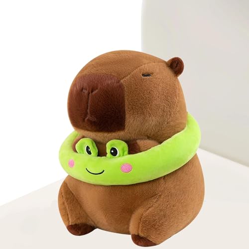 Celuicion Gefüllte Capybara Plüschspielzeug, ausgestopfte Capybara | Nettes Tierspielzeug mit Froschschwimmringen - 33 cm weiche und entzückende Cartoon -Stoffplüscheln, lustige Plüschpuppen von Celuicion