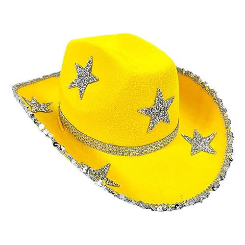 Celuicion Glitzer-Cowgirl-Hut, glitzernde Cowboy-Hüte für Damen | Strass Damen Cowgirl Hut | Bunter Cowboyhut, weicher Cowboyhut für Tanz, Hochzeit, Partys von Celuicion