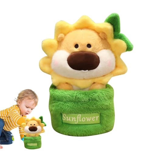 Celuicion Hamster ausgestopftes Tier, Hamster Plüschspielzeug - Sonnenblumenhamster Huggable Toy mit Blumentopf - Plüschpuppe, Tierdesktop -Ornament für die Heimdekoration von Celuicion