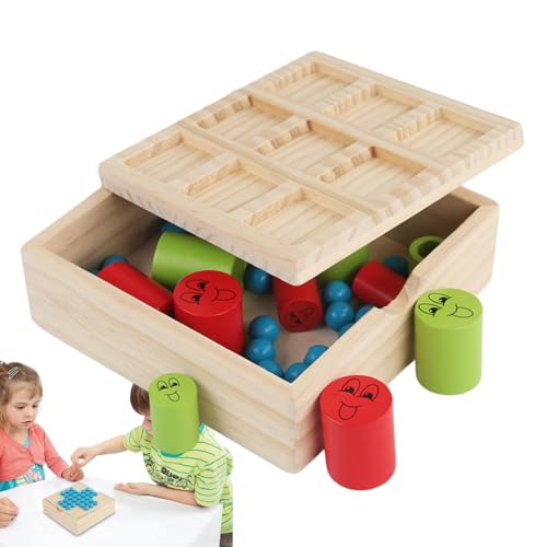 Celuicion Holzperlenschachspiel, Einzelspieler -Schachbrett - 2 In 1 Kinderschachs Sets Anfänger,Big Essen kleine pädagogische logische Denkmals Kampfspielzeug für Anfänger von Celuicion