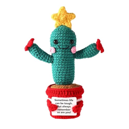 Celuicion Positive Crochet Cactus, 18 cm Strickwolle Kartoffel Puppe, Mutmacher Geschenk, Lucky Charm Geschenk, Beste Freundin Geschenke für Freundin Kleine Geschenke für Frauen von Celuicion