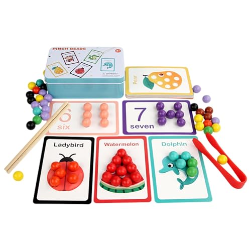 Farbsortierperlen, Farbsortierspielzeug, en-Perlen- Holzperlen-Set zur Farbabstimmung | Mit Karten, Holzclip, Perlen, Zahlenberechnung, Assort Set Farbsortierperlen, Farbsortierspielzeug, en-Perlen- Holzperlen-Set zur Farbabstimmung | Mit Karten, Holzclip, Perlen, Zahlenberechnung, Assort Set von Celuicion