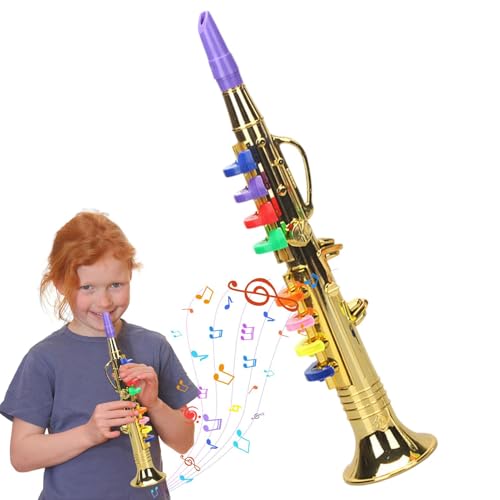 Saxophon für Kinder, Saxophonspielzeug - Saxophon-Soundspielzeug - Saxophon-Musikspielzeug, pädagogische Lehrlieder, Trompetenspielzeug mit 8 farbigen Tasten für Kinder, Anfänger von Celuicion