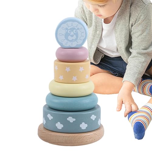 Stapelspielzeug für Babys,Stapelspielzeug für Kleinkinder 1-3 | Holzstapel- und Drehspielzeug, Stapelspielzeug,Spinner-Spielzeug für Babys, Stapelringe für Thanksgiving, Weihnachten, , Mädchen von Celuicion