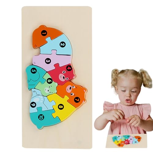 Tier-Blockpuzzle, Tierpuzzle für Kleinkinder, Holzpuzzles für Kinder, Entzückende Bunte Kinder Lernen Vorschulrätsel zum Erlernen von Fertigkeiten und zur Hand-Auge-Koordination von Celuicion