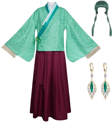 Anime Apothecary Diaries Cosplay Kostüm Kleid Erwachsene Maomao Grün Kleid Zubehör Jinshi Perücke (Style - 1, Small) von Cemaxjo