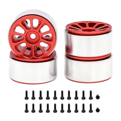 4 STÜCKE 1,0 Metallfelgen für 1/24 1/18 RC Crawler Auto Axial SCX24 AX24 FCX24 Enduro24 TRX4M, 10-Speichen Rot von Cenei