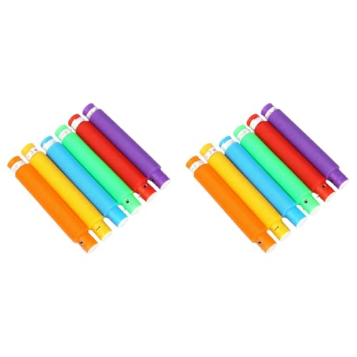 Cenei 2,9 cm Packung LED-Röhre Dekompression Teleskopröhre Entlüftung LED-Licht Wasserpfeife Farbbox 12 Stück Regenbogenfarben von Cenei