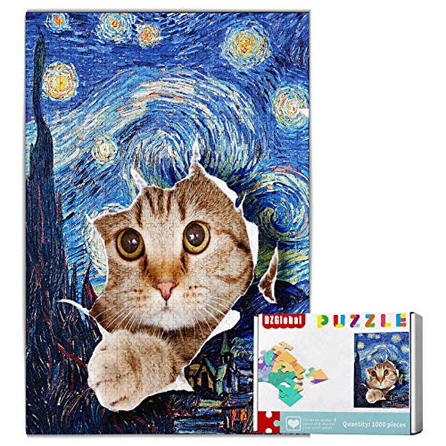 1000 Pieces Jigsaw Puzzles - Starry Nihgt Cat Puzzle for Adults Kids Teens Large Puzzle 75cm x 50cm (29.5" x 19.6" inch) von Cenyo