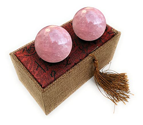 RCSTONE Bolas de cuarzo rosa de 3,6 cm para terapia de manos, alivio de ansiedad, relajación, fortalecimiento de los dedos y la muñeca, bolas de mano con bolsa de transporte (paquete en caja) M27 von Cenyo