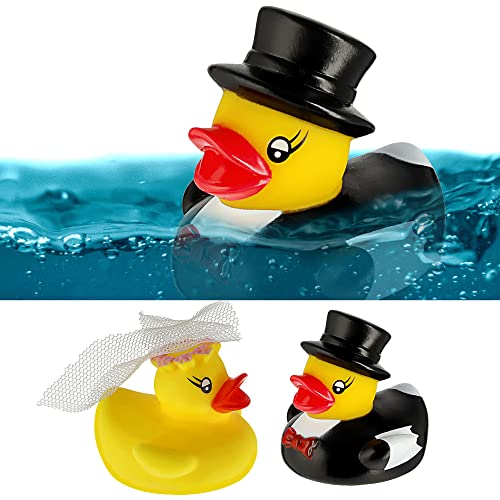 Badeente Hochzeitspaar | H5cm gelbe Enten Braut Bräutigam | Badespielzeug Hochzeit Brautpaar Geschenk von Cepewa