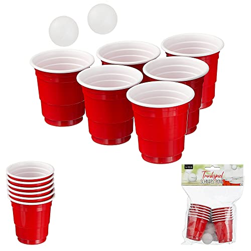 Cepewa Trinkspiel Schnaps Pong 14 teilig 2 Bälle 12 Becher Partyspiel Beerpong (1 x 14ttlg Trinkspiel Schnaps) von Cepewa