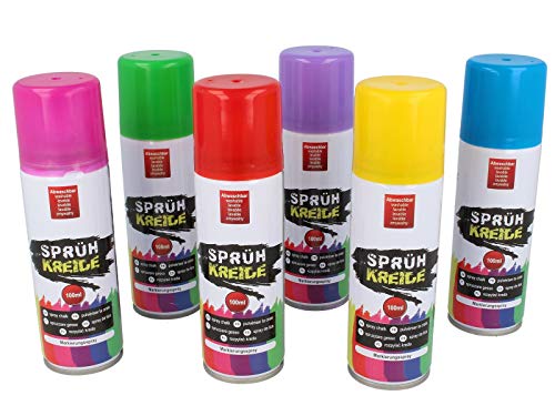 Sprühkreide 6er Set, je ca. 100ml, farbig sortiert von Cepewa