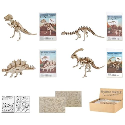 wunderschönes 4er Set Holz Puzzle 3 D Motiv Dinos von Cepewa