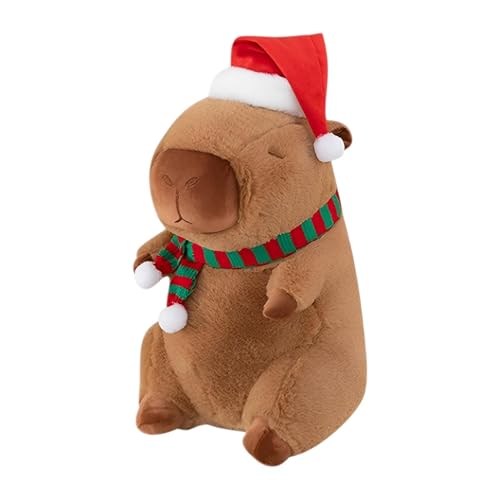 Capibara Plüsch, Nettes Kissen, Weihnachtskapbar-Plüschtier, Kapibara Plüschtier, Weihnachtsmütze Plüschpuppe Capibara Nettes 13,8-Zoll-Plüschkissen für Königin von Ceprznvey