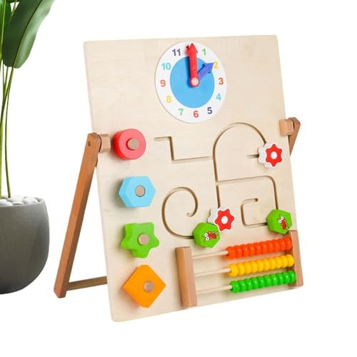 Ceprznvey Activity Board for Kids, Wooden Sensory Board, Clock Activity Toy, Engaging Learning Tool, Fun for Over 3-Year-Old Girls, Perfect for Travel, 15.35x12.99x1.77 Inches von Ceprznvey