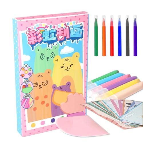 Ceprznvey Art Supplies, Regenbogen-Kunst-Set, Klettpapier für Kinder, Malset, Regenbogen-Kunst-Kratzpapier, Set für Kinder, Alter 4+ 35 Stück, für Kinder zum Malen auf Reisen und Thanksgiving von Ceprznvey