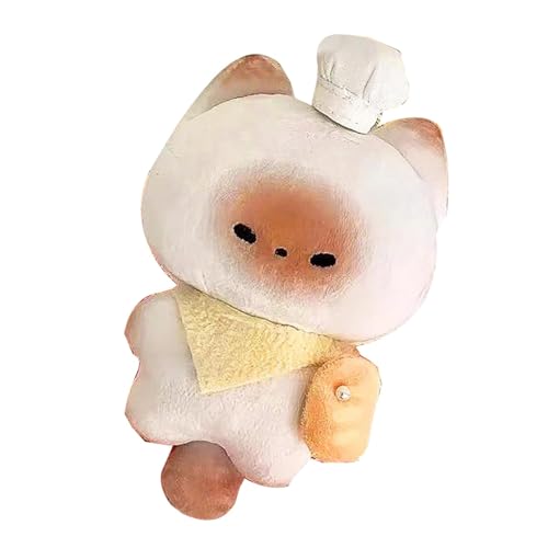 Ceprznvey Chef Bread Cat Plush, Plush Cat Doll, Steamed Bun Cat Toy, Stuffed Cat Toy, Schoolbag Decor, Soft Chef Bread Cat Plush, Cute Plush Cat Present, 4.72-Inch Stuffed Cat for Schoolbag Purse von Ceprznvey