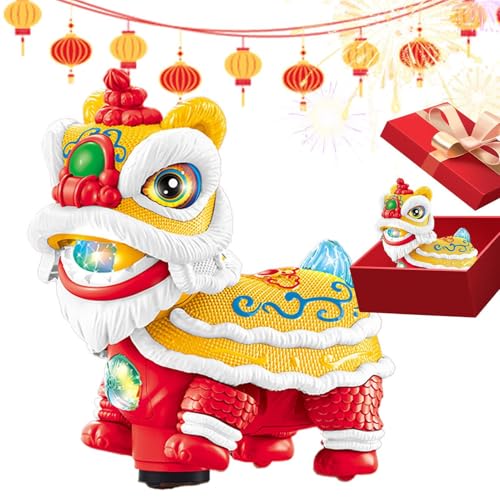 Ceprznvey Chinese Lion Dance Toy, Lion Car Dashboard Ornaments, Chinese Wealth Auspicious Lion Dance Model Moving Head Dancer with Light and Music for Desk Crafts, 7.87x4.33x8.46 inches von Ceprznvey