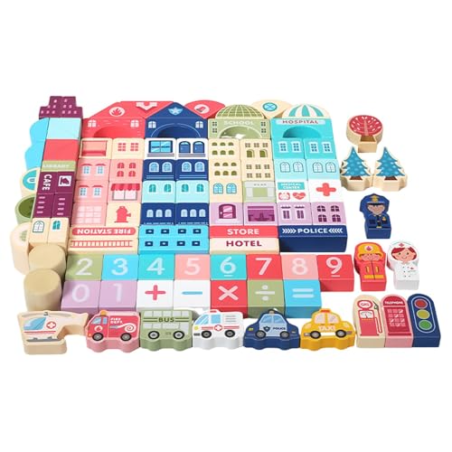 Ceprznvey City Stacking Toys, City Building Blocks, Portable 100-Piece Colorful Educational Scene Bricks Set for Kids Creativity, Problem-Solving, and Hands-On Learning von Ceprznvey