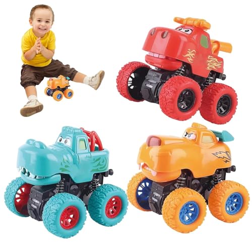 Ceprznvey Inertia Car Trucks, 3X Car Trucks Animal Push Toy, Animal Car Push Toys, Friction Toy Trucks, Learning Toy Trucks, Friction Powered Trucks, Early Educational Vehicle Set for Boys, Girls von Ceprznvey