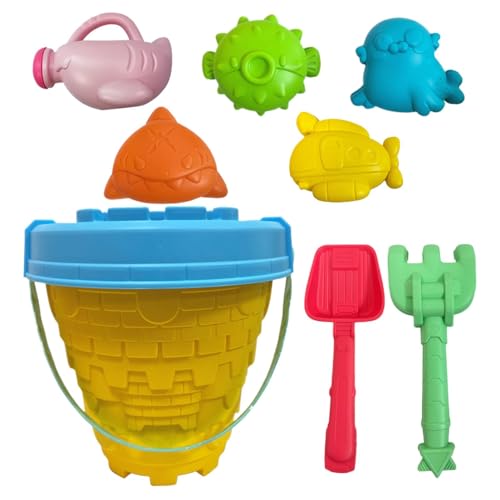 Ceprznvey Kids Beach Sand Toy Set, Interactive Cartoon Playset, Sand Castle Toys, Bucket Watering Can, Outdoor Fun Beach Kit for Girls, 8 Pieces, 8.27x9.06x8.66 Inches von Ceprznvey