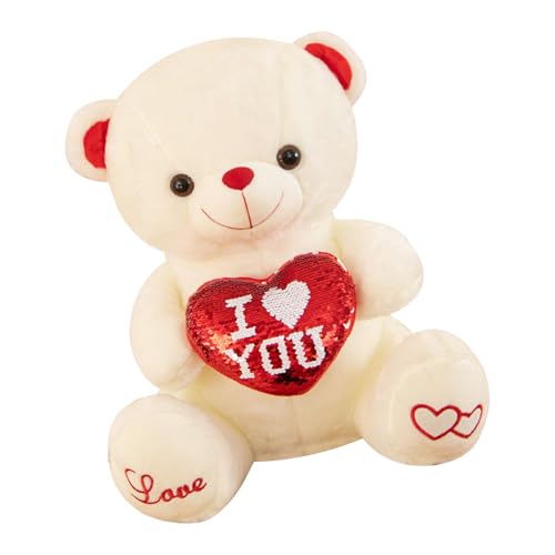 Ceprznvey Plush Love Heart Bear, Cuddly Bear Pillow, Stuffed Animal Pillow, Stuffed Bear Dolls, 11.81 Inches Holding Love Heart Bear Doll, Home Decoration for Living Room, Bedroom, Baby Room von Ceprznvey