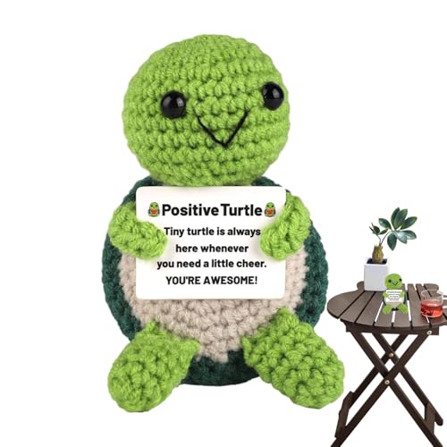 Ceprznvey Positive Crochet Animals, Tiny Turtle Knitted Toy Emotional Support Crochet, 10cm/3.9inch Crochet Decor, Funny Cute Encouragement Knitting Doll for Home Studio Decoration, 3.94x2.76 inches von Ceprznvey