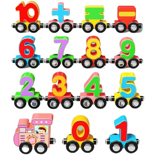 Ceprznvey Train Blocks Set, Magnet Number Train Toy, Wooden Number Car Toy, Educational Number Toy, Kids Number Train Blocks, Car Assembly Toy Blocks for Boys Girls 3-6 Years Old von Ceprznvey