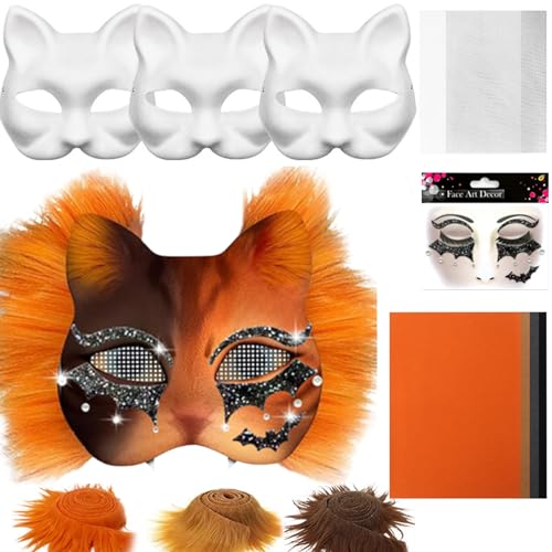Ceprznvey Weiße Katzenmaske – Tiermaske – Zubehör Kostüm mit Tüll und Filz für Maskenparty, Cosplay, Damen, Karneval Ceprznvey Weiße Katzenmaske – Tiermaske – Zubehör Kostüm mit Tüll und Filz für Maskenparty, Cosplay, Damen, Karneval von Ceprznvey