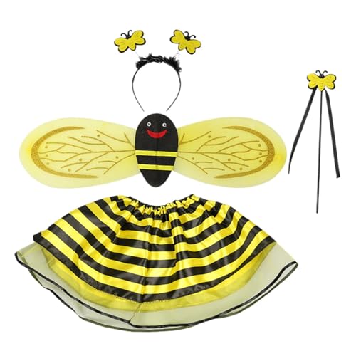 Children’s Bee Dress Up Set, Princess Clothes with Wings, Headband and Wand, Pretend Play Costume, Halloween Accessories, 31.5-51.18 Inches, Silk and Fabric von Ceprznvey