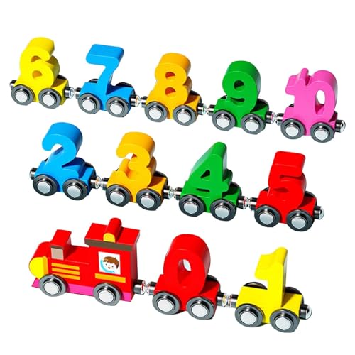 Eisenbahn-Set, Holzspielzeug, Baustein-Spielzeug, magnetisches Puzzle-Set, magnetische Puzzle-Bausteine, Lernspielzeug, Eisenbahn-Set, Holz-Eisenbahn-Set mit Zahlen-Lernaktivitäten für Kinder von Ceprznvey