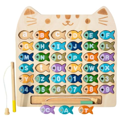 Fish Catching Game, Magnetic Fishing Toy, Educational Fishing Game, Wooden Fishing Game with Numbers and Letters, Fine Motor Skills Toy for Kids, Boys, and Girls, Ideal for Birthday and Christmas von Ceprznvey